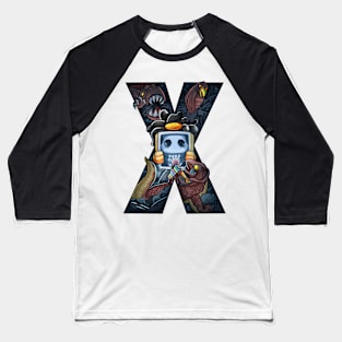 Letter X doodle art Baseball T-Shirt